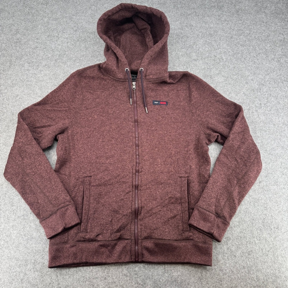 Y2K Abercrombie & Fitch Hoodie Mens M 1B4387 Burgundy Heather Full Zip EUC